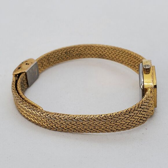 Gruen Women\'s Watch 15MM Gold Dial Gold Bracelet Band Up to 7\
